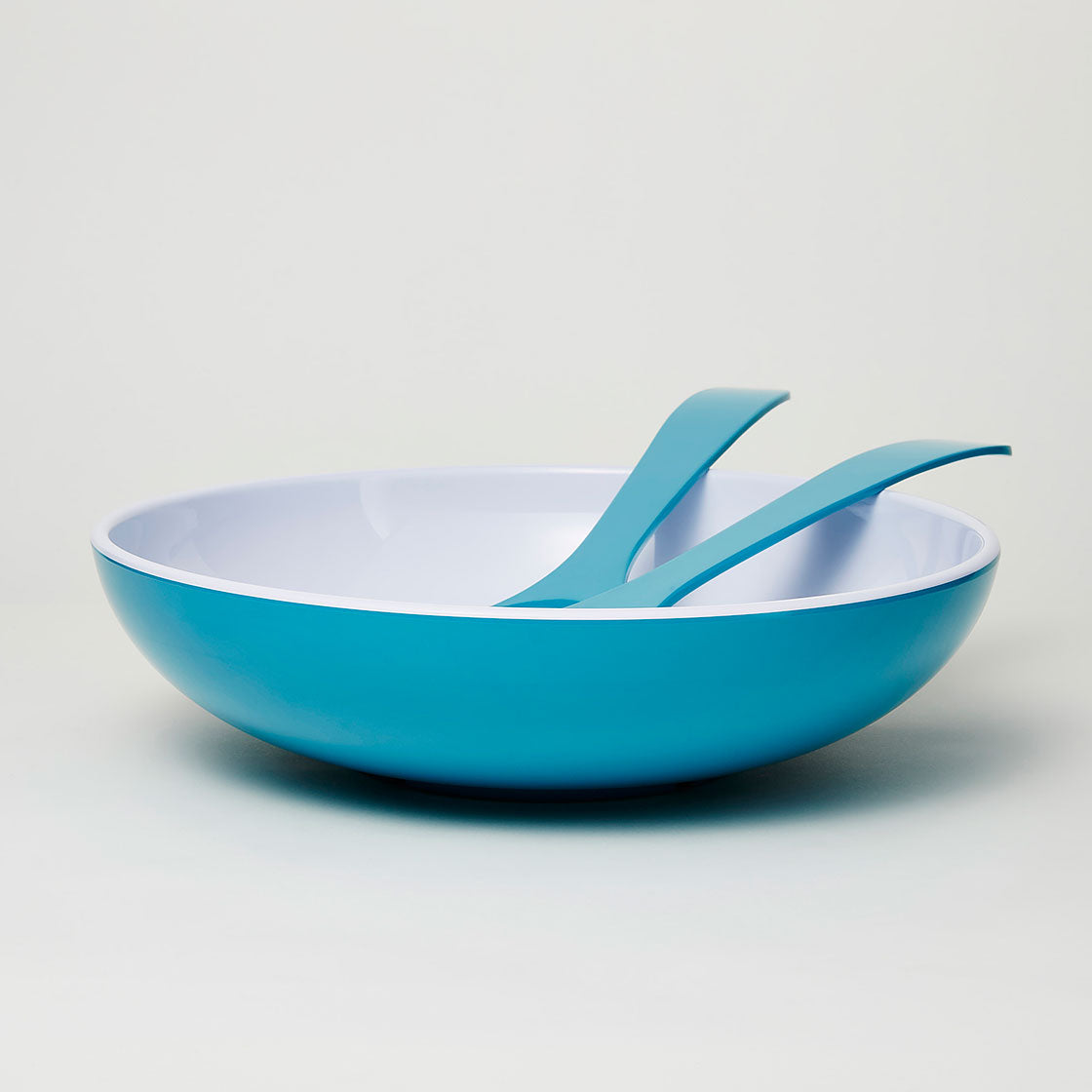 Barel Deluxe Cyan Melamine Salad Bowl with FREE Matching Servers