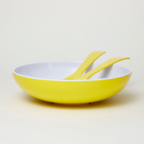Barel Deluxe Yellow Melamine Salad Bowl with FREE Matching Servers