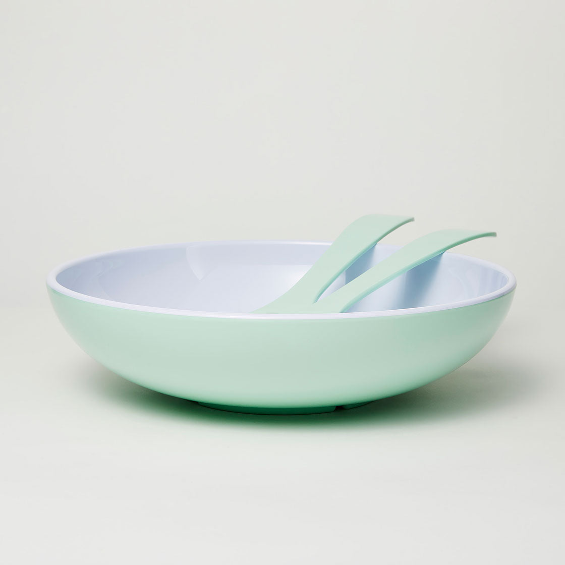 Barel Deluxe Mint Melamine Salad Bowl with FREE Matching Servers