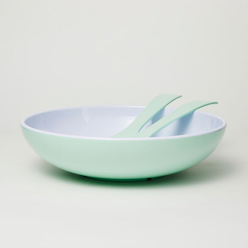 Barel Deluxe Mint Melamine Salad Bowl with FREE Matching Servers