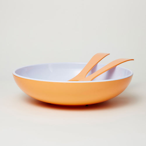 Barel Deluxe Apricot Melamine Salad Bowl with FREE Matching Servers