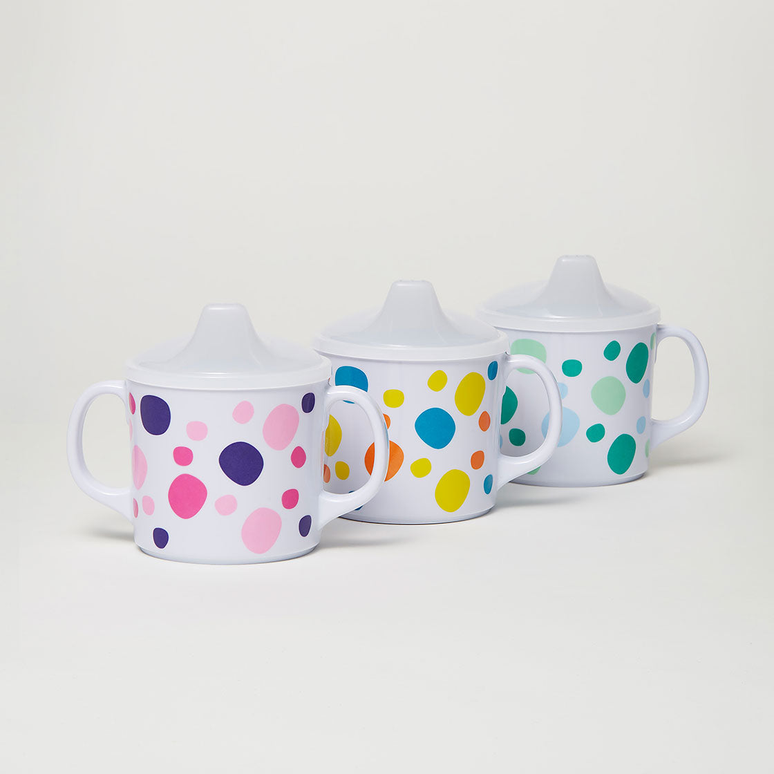 Baby Barel Assorted Polka Dot Melamine Sippy Cups with Lid (Set of 3)