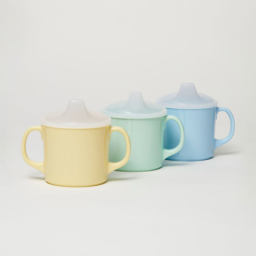 Baby Barel Melamine Sippy Cups with Lid ‘Beach’ (Set of 3)