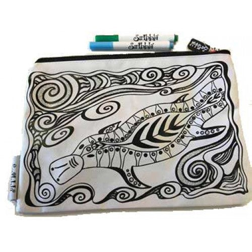 Scribbla Colouring-in Pencil Case and Fabric Pen Set, Platypus