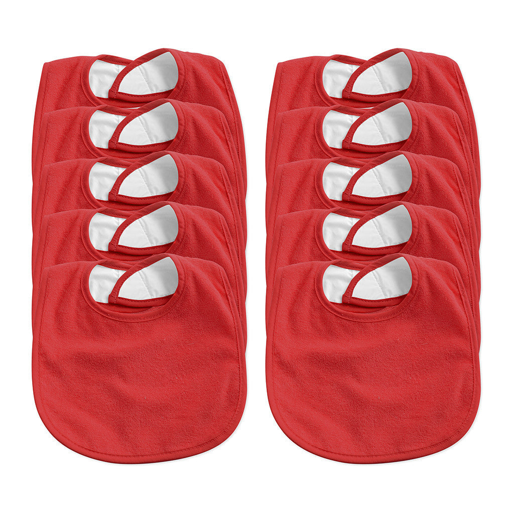 Velcro Bib Pack of 10 - Red