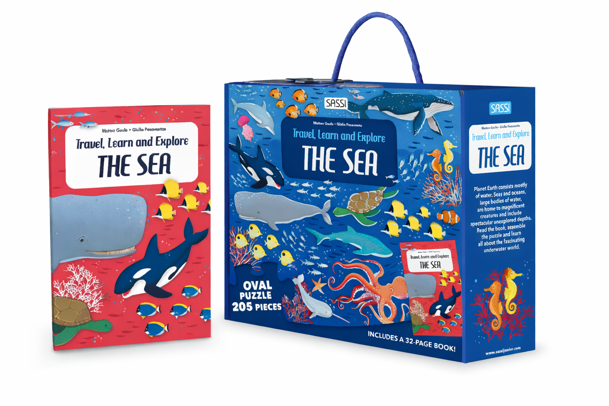 Sassi Travel, Learn and Explore - Puzzle and Book Set - The Sea, 205 pcs
