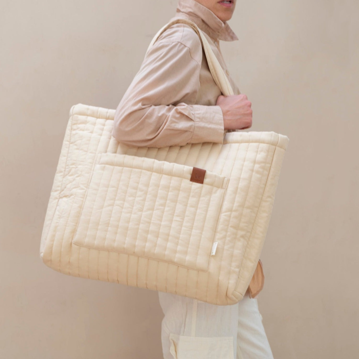 Fabelab - Quilted Organic Cotton Tote Bag - Wheat, 60 cm image 2
