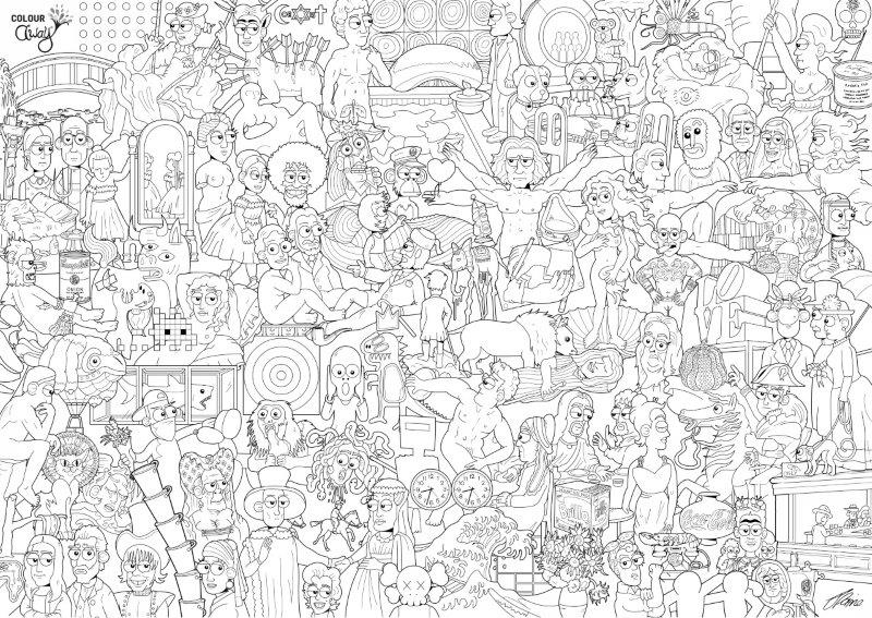 ColourAway Colouring In Poster Kit - 100 Arts image 2