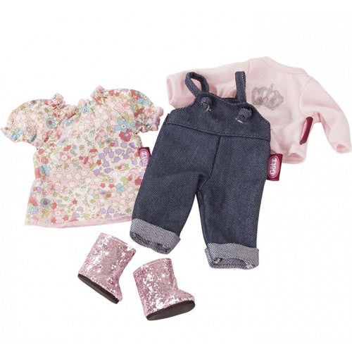Götz Doll Wardrobe - 27 cm - All Day Denim and t- shirt Outfit with a Flower Dress Set  5 pcs