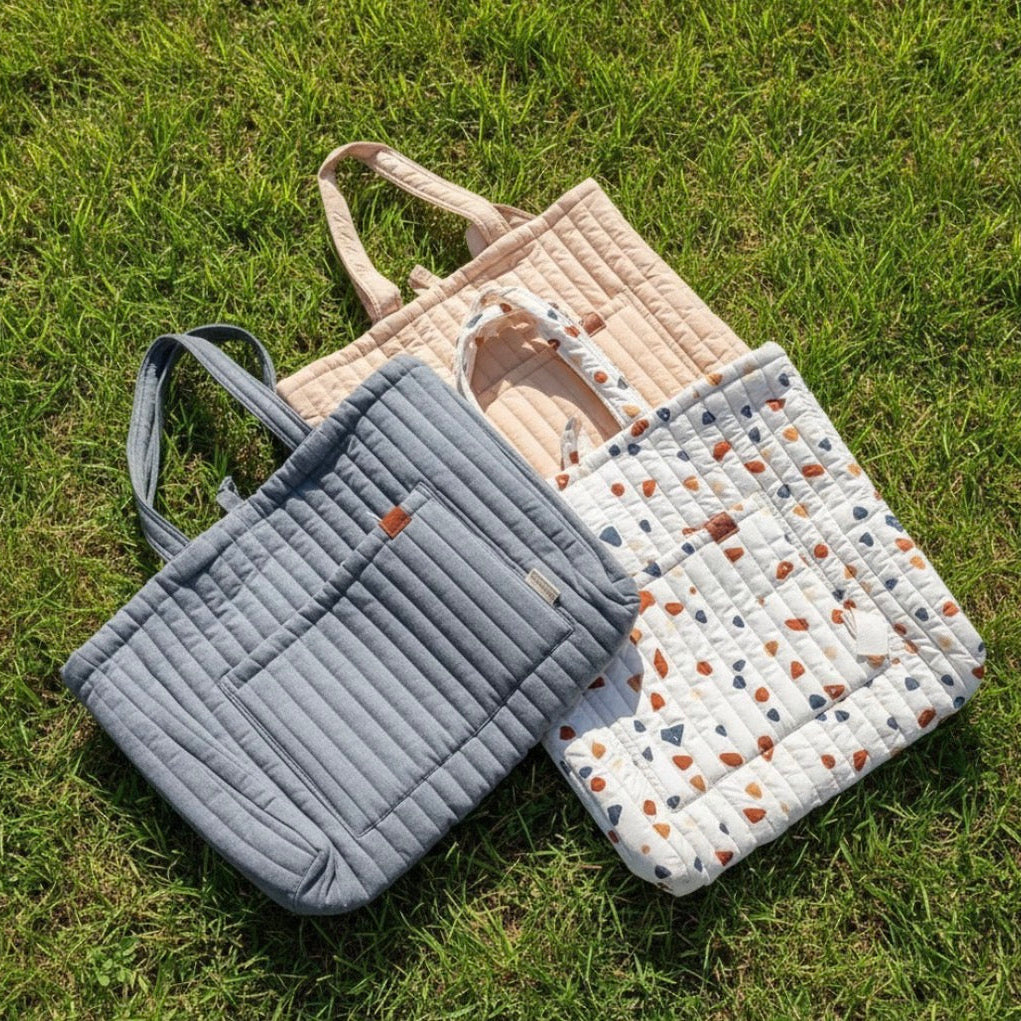 Fabelab - Quilted Organic Cotton Tote Bag - Cottage Blue Checks, 60 cm image 2