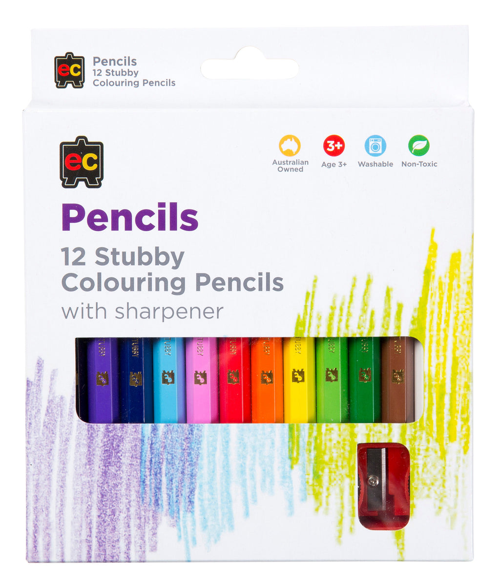 Jumbo Stubby Colouring Pencils Pack 12 & Sharpener image 3