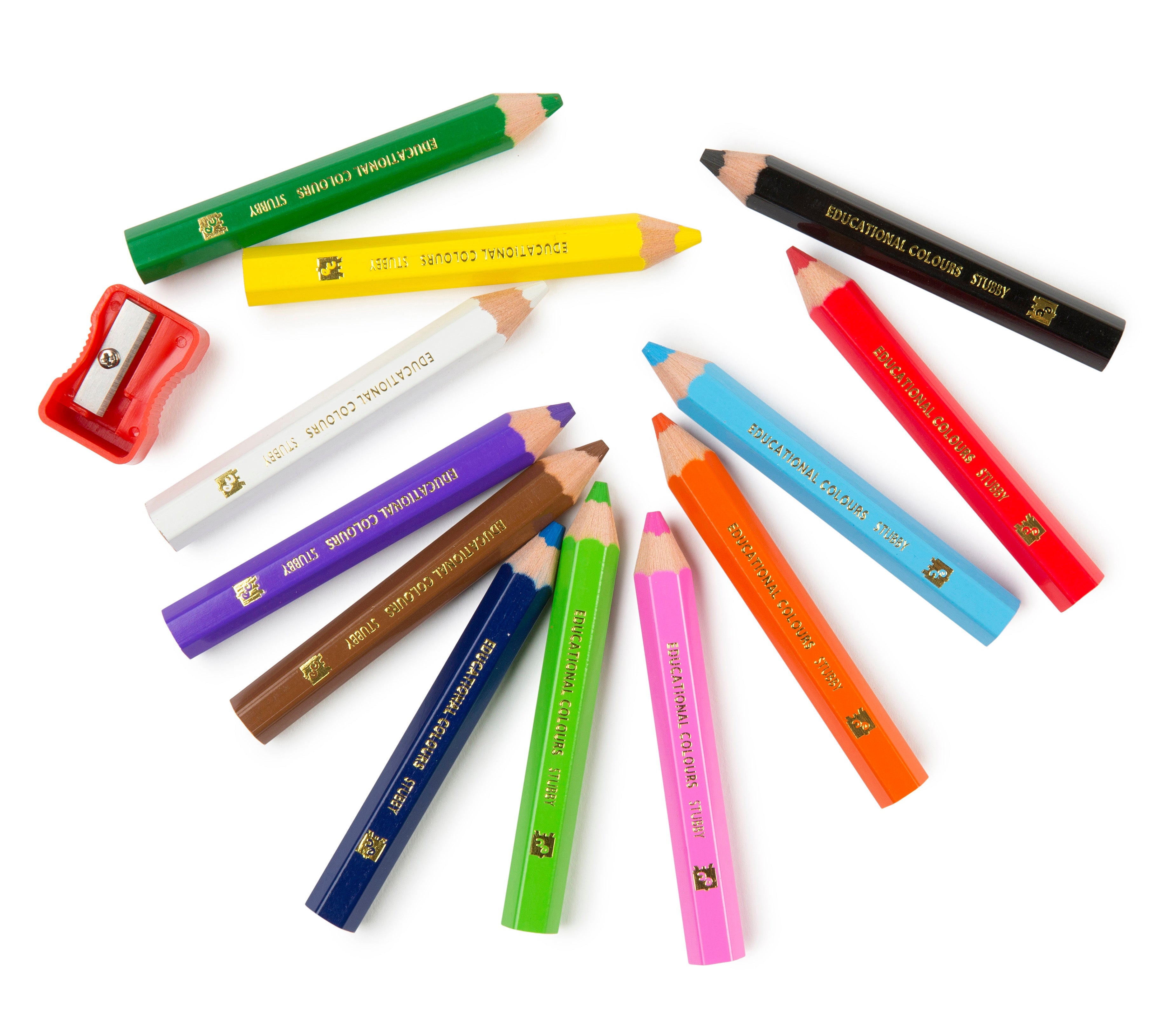 Jumbo Stubby Colouring Pencils Pack 12 & Sharpener image 2