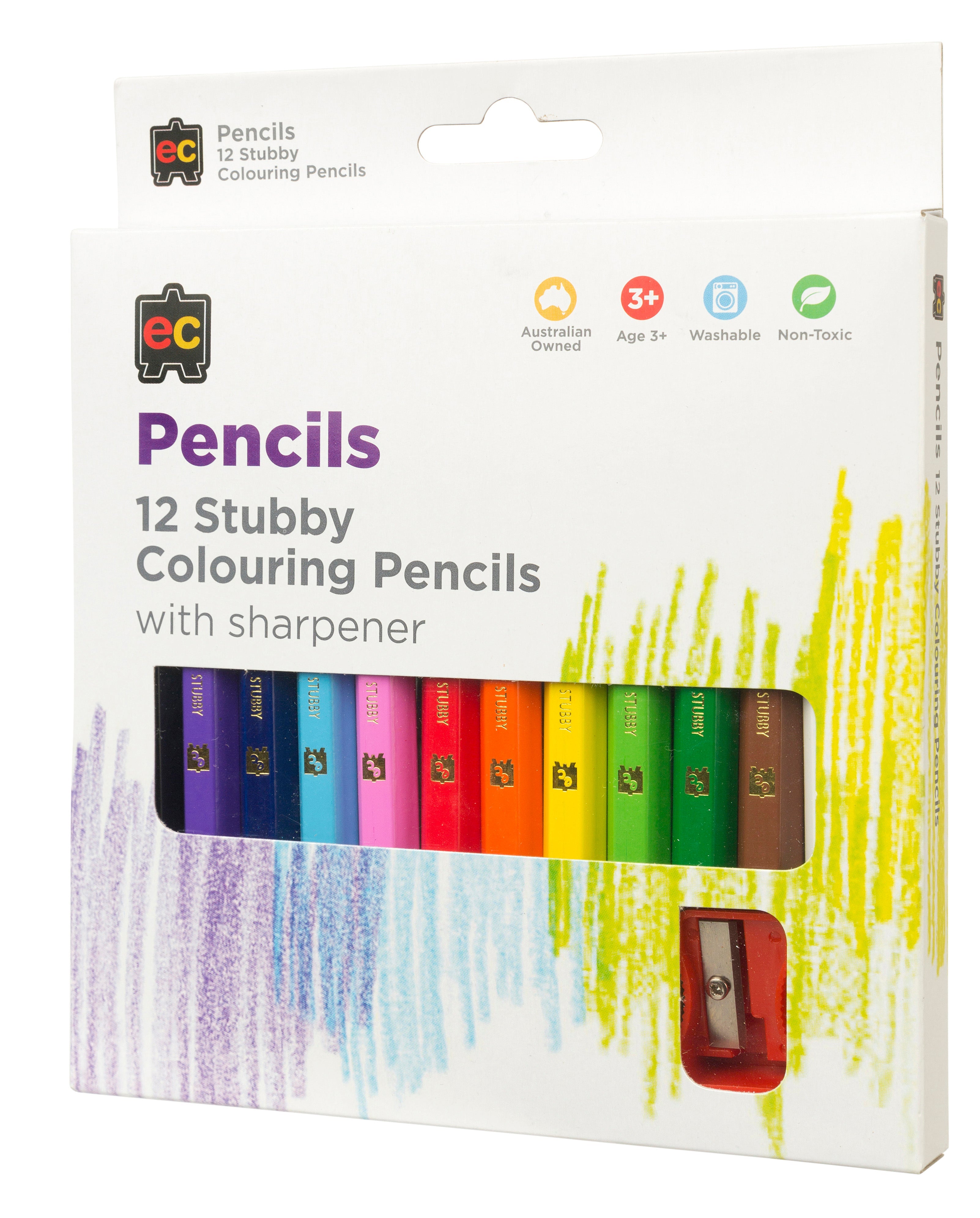 Jumbo Stubby Colouring Pencils Pack 12 & Sharpener image 4