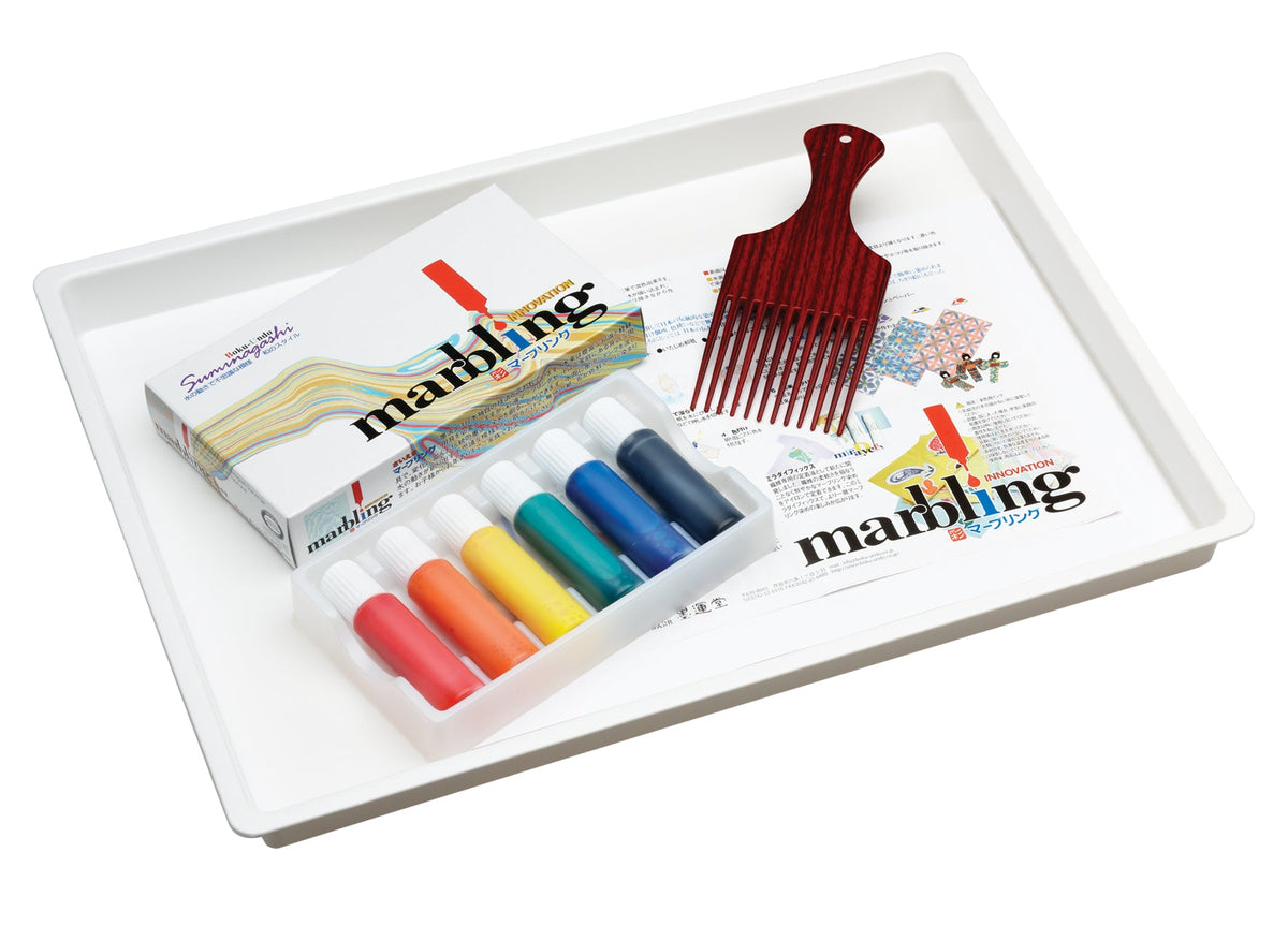Bokundo Marbling Ink, Tray, Comb and Paper Set