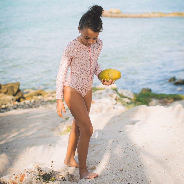 Swim Essentials UV Long Sleeved Swimsuit Rashguard, Old Pink Leopard image 5