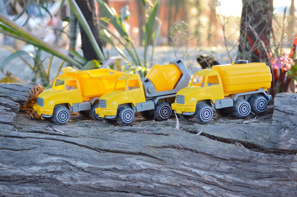 Plasto Yellow Construction Truck Set, Small (3 Pack) - 26 cm image 2