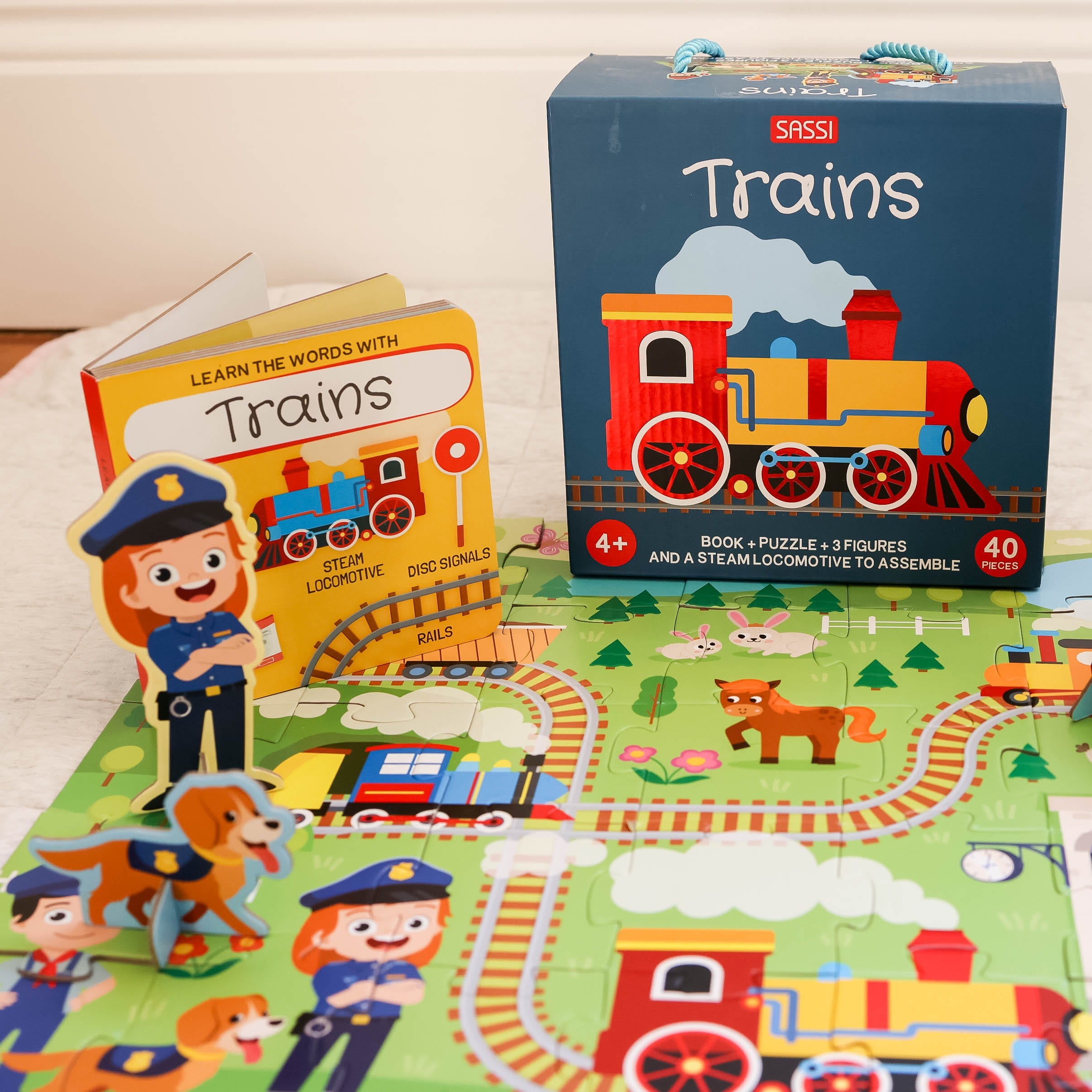Sassi 3D Puzzle and Book Set - Learn Shapes Train, 40 pcs image 2
