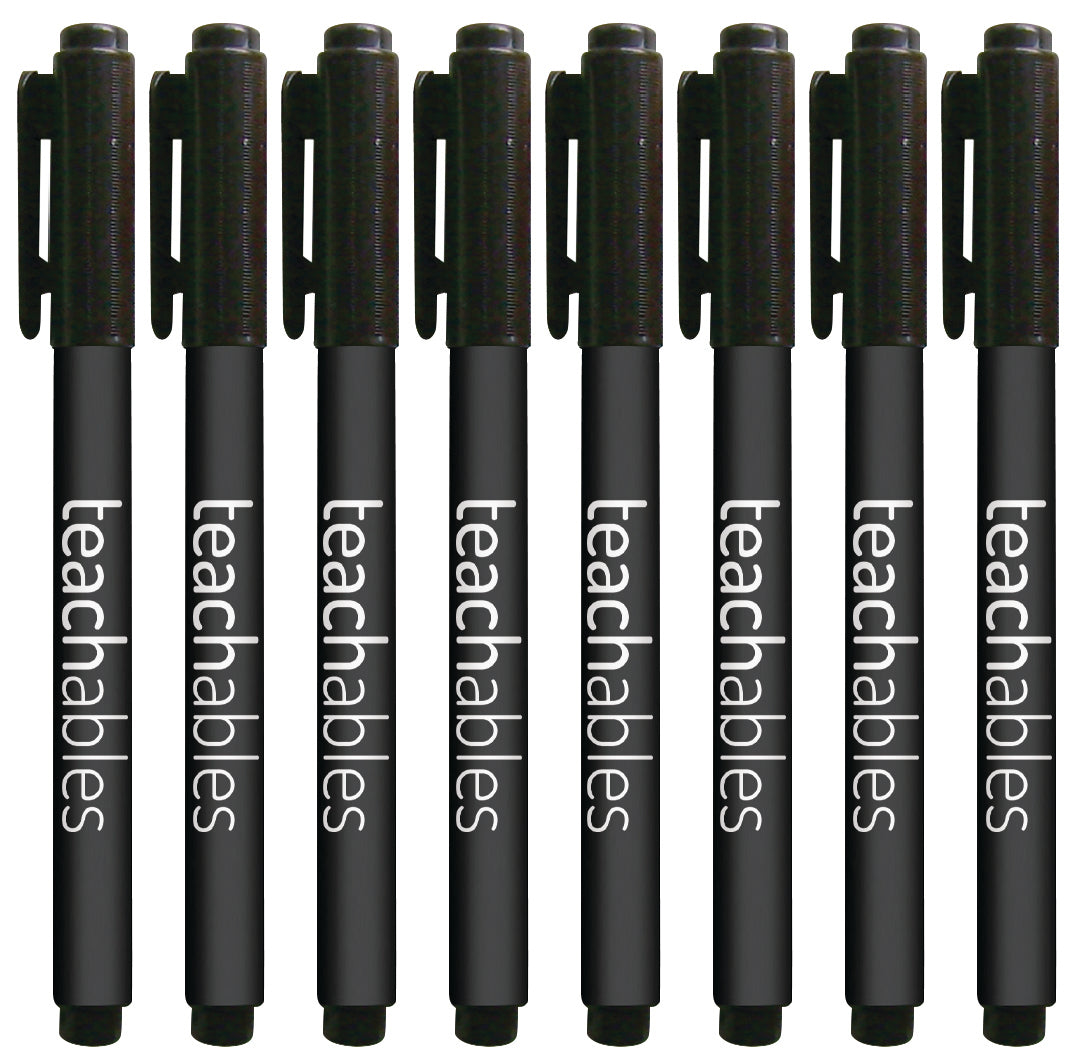 Teachables Thinline Permanent Markers Black PK12