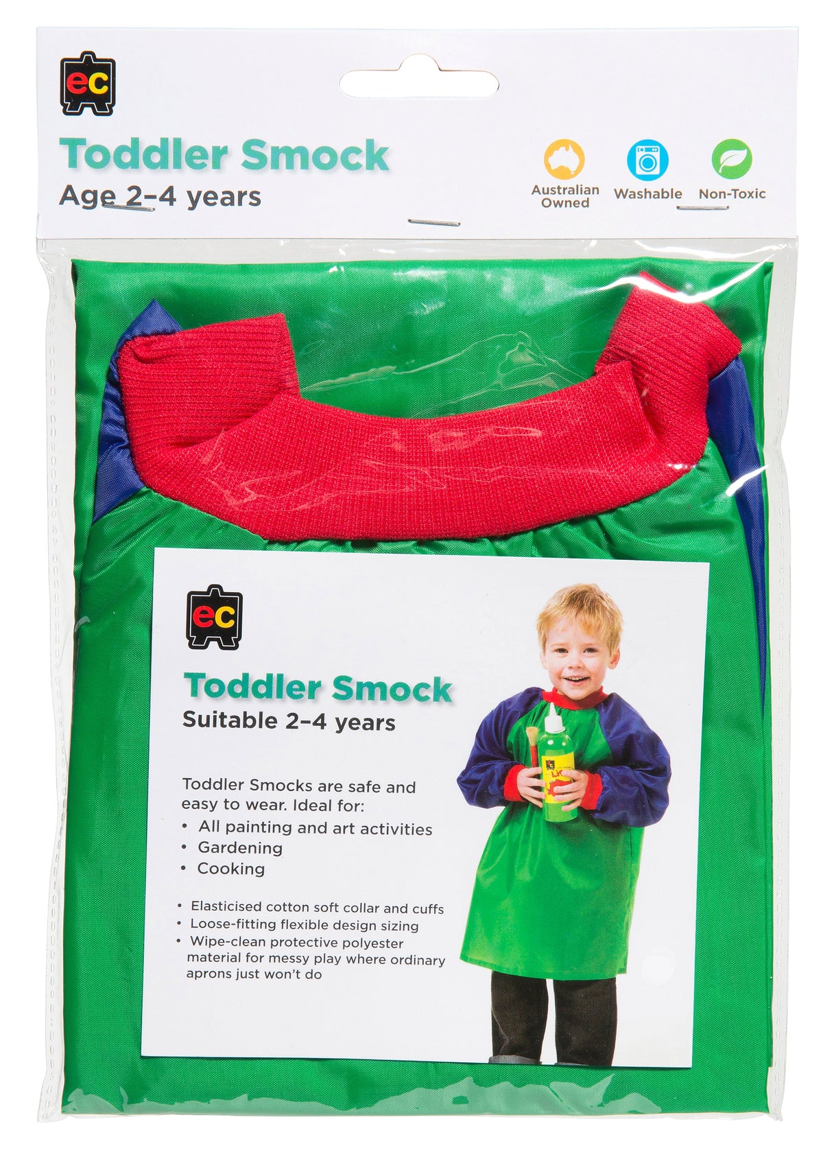 Toddler Smock Green and Blue (ages 2-4)