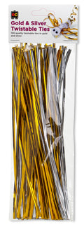 Twistable Ties Gold and Silver 25cm Packet 150