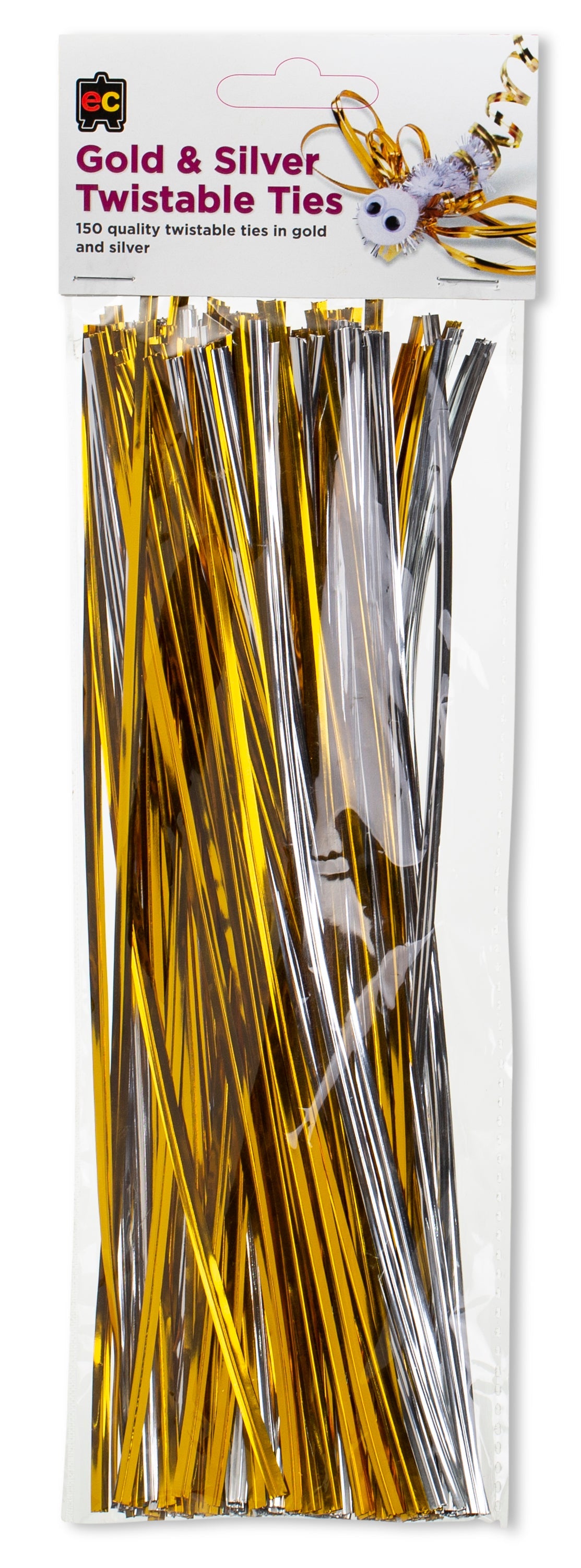 Twistable Ties Gold and Silver 25cm Packet 150