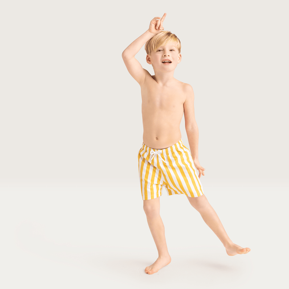Swim Essentials Boys UV Swim Short, Yellow/White Stripes image 2