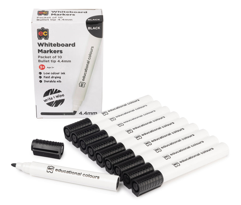 EC Whiteboard Markers 4.4mm Bullet Black Pack of 10 image 2