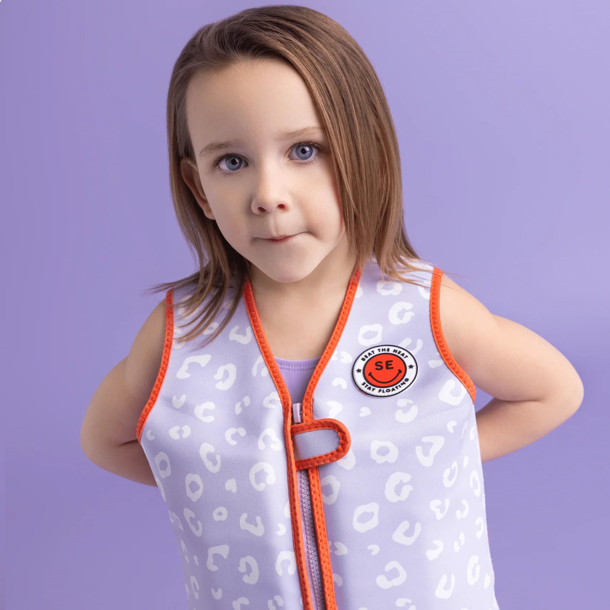 Swim Essentials Kids Swimming Vest - Lilac Leopard, 3-6 yrs image 3