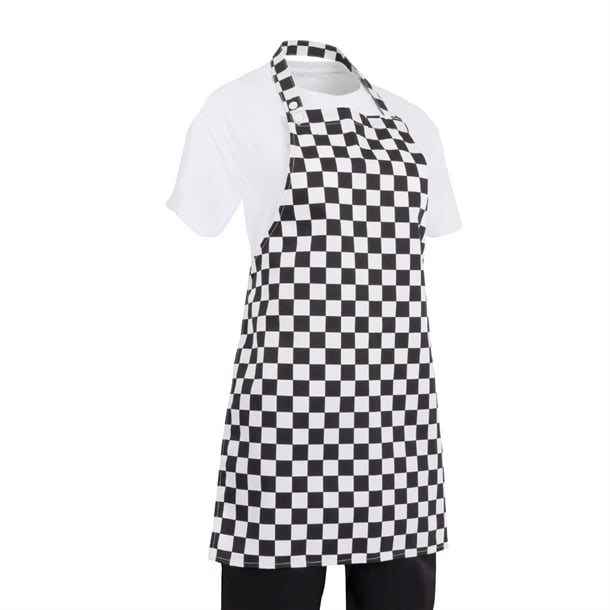 Childrens Whites Childrens Bib Apron Big Black and White Check