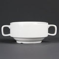 Olympia Whiteware Soup Bowl with Handles - 400ml 13.5fl oz (Box 6)