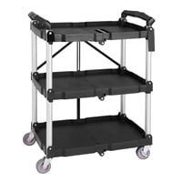 Vogue 3 Tier PP Folding Trolley Black Small