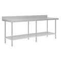 Vogue Premium Stainless Steel Table with Splashback 2400mm