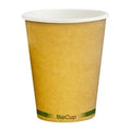 BioPak Hot Paper BioCup Single Wall Green Stripe 280ml / 80mm Kraft (Pack 1000)