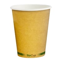 BioPak Hot Paper BioCup Single Wall Green Stripe 280ml / 80mm Kraft (Pack 1000)