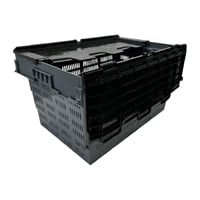 Vogue Perforated Plastic Transport Storage Crate with Attached Lid 600x400x320mm