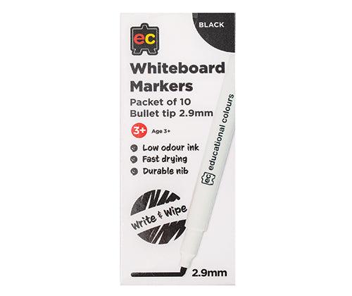EC Whiteboard Markers 2.9mm Bullet Black Pack of 10 image 3