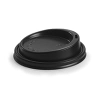 BioPak PS Plastic Lids for BioPak BioCups 90mm Black (1000 Pack)