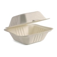 BioPak BioCane Clamshell Container White - 152x 152x 81mm (500 Pack)