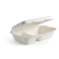 BioPak BioCane Two Compartment Clamshells Container White - 23x15x8cm (250 Pack)