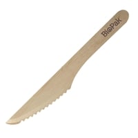 BioPak Biodegradable Coated Wooden Knives 160mm (100 Pack)