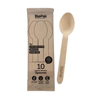 BioPak BioCutlery Wooden Spoon - 16cm (10 Pack)