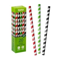 BioPak BioStraw Mixed Jumbo Straws White - 10mm (20 Pack)