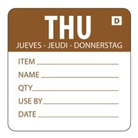 Hygiplas Dissolvable Day of the Week Labels Thursday (250 Pack)