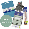 Kiddikutter Grater, Grater Glove, Cutting Board & Knife Bundle