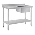 Vogue Single Bowl Sink L/H Drainer - 1000mm 90mm Drain