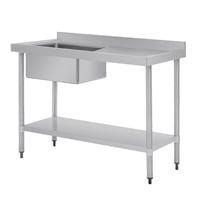 Vogue Single Bowl Sink R/H Drainer - 1200mm 90mm Drain