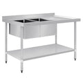 Vogue Double Bowl Sink R/H Drainer - 1500mm 90mm Drain