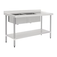 Vogue Double Bowl Sink R/H Drainer - 1800mm 90mm Drain