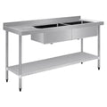 Vogue Double Bowl Sink L/H Drainer - 1800mm 90mm Drain