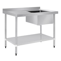 Vogue Single Bowl Sink L/H Drainer - 1200mm x700mm 90mm Drain